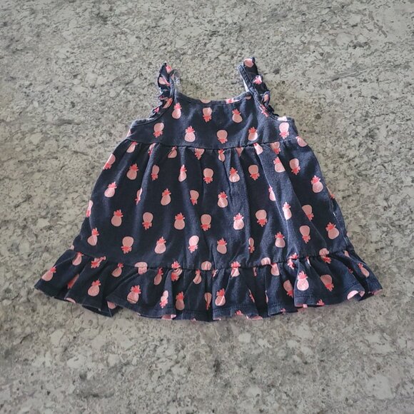 Carter's Just One You Girl's Navy Blue Pink Pineapples Dress 9 Months - Picture 3 of 4
